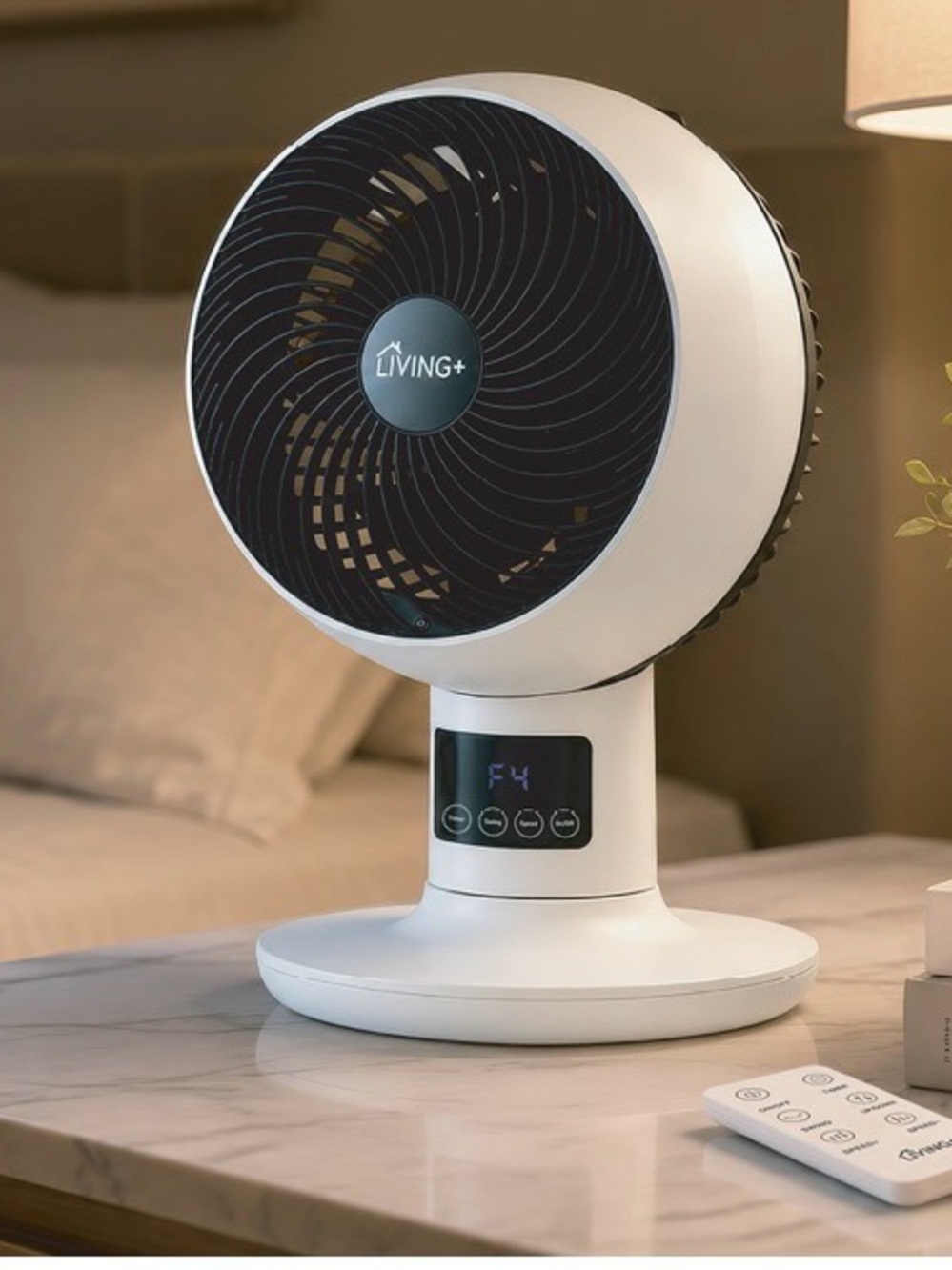 White Oscillating Portable Fan with Remote Control